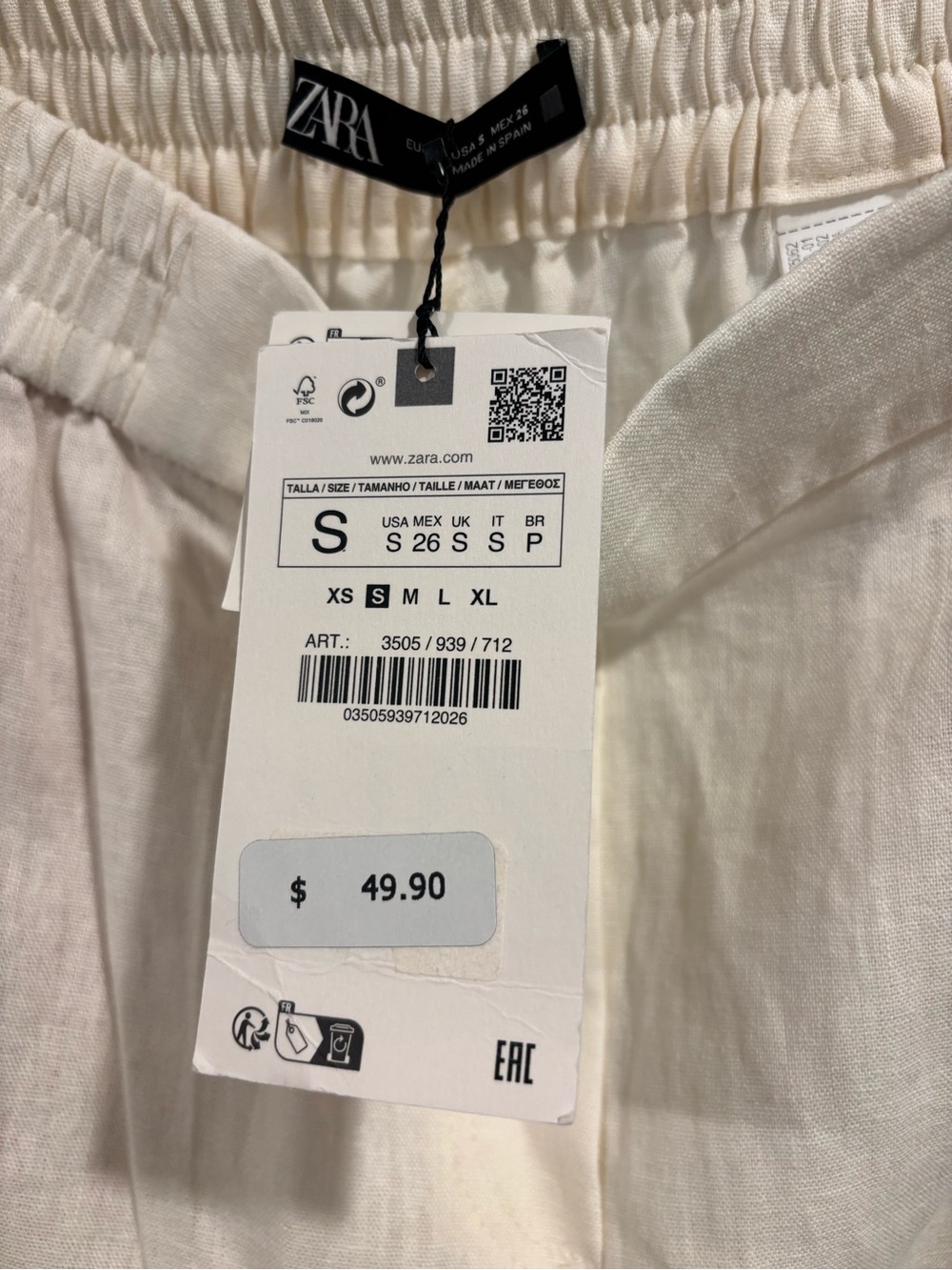 Zara women’s Lightweight Cream Linen Pants - Picture 2 of 3